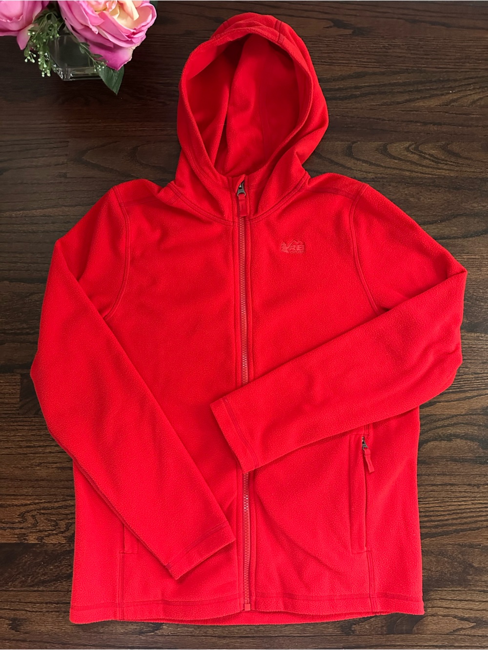 REI Co-Op red fleece jacket, size L/ 14-16Y